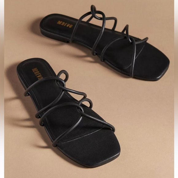 Anthropologie Maeve Black Strappy Sandals 8 - Picture 1 of 6